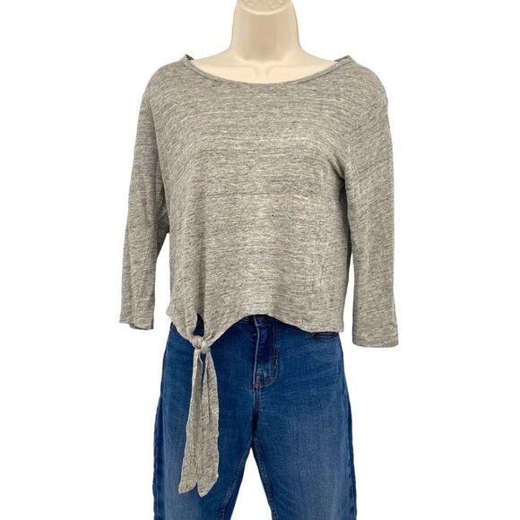Cupcakes & cashmere Linen Tie Hem Crop Top Size M - Picture 2 of 7